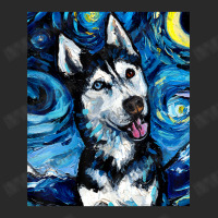 Happy Siberian Husky Portrait Starry Night Dog Art By Aja Printed Hat | Artistshot