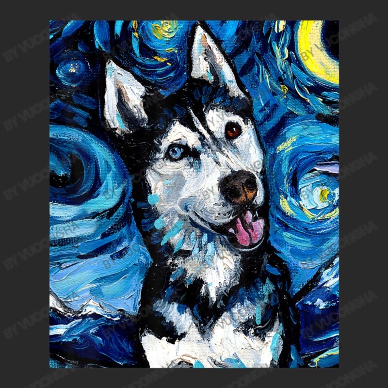 Happy Siberian Husky Portrait Starry Night Dog Art By Aja Printed hat by vucongha | Artistshot