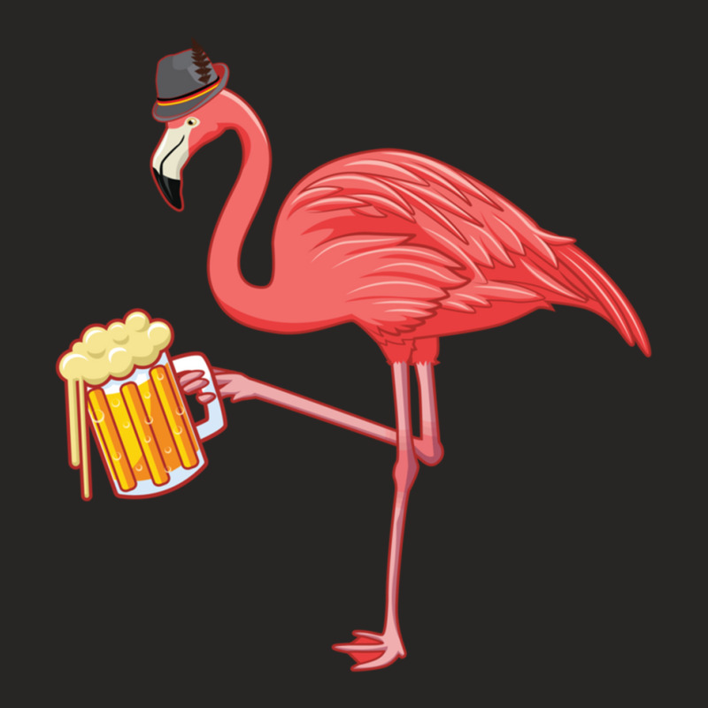 Beer Drinking Flamingo Drinker Wading Bird Oktoberfest Gift Sweatshirt Ladies Fitted T-Shirt by cm-arts | Artistshot