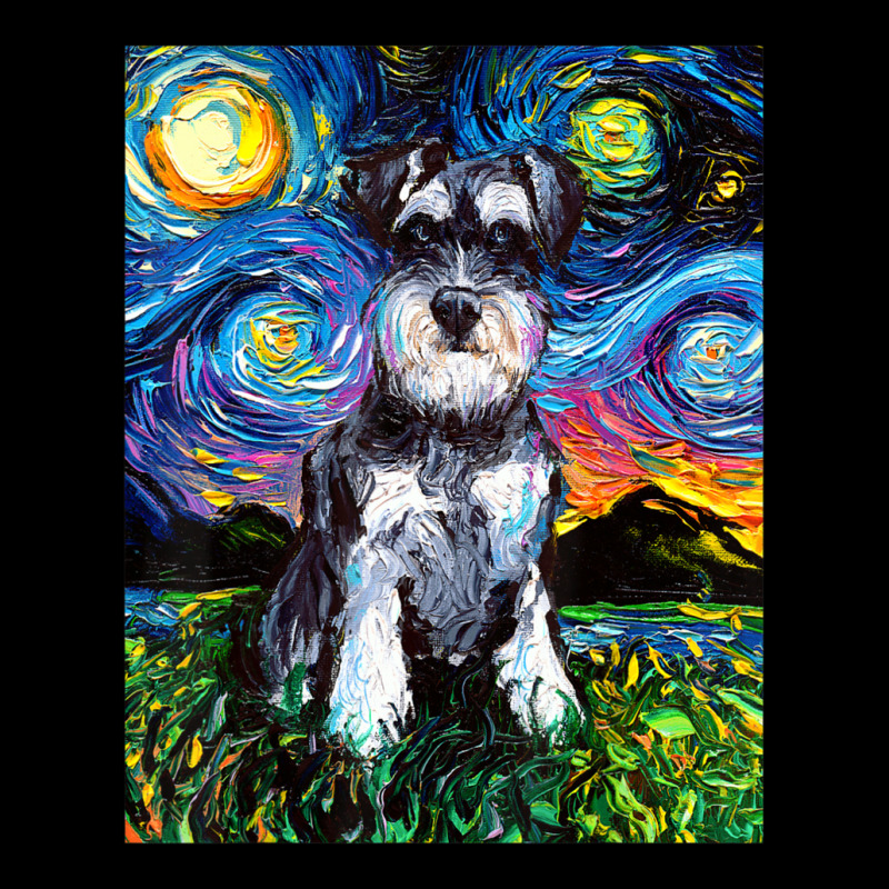 Schnauzer Starry Night Impressionist Dog Art By Aja Cropped Hoodie by Konlasa6638 | Artistshot