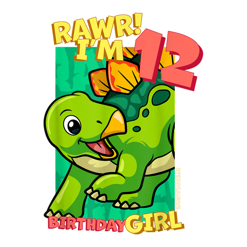 Rawr! I'm 12 Birthday Girls 12th Birthday Dino Stegosaurus T Shirt V-neck Tee | Artistshot