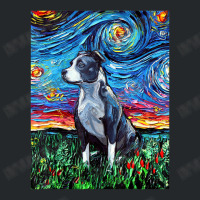 Pitbull Full Version Starry Night Dog Art By Aja Crewneck Sweatshirt | Artistshot