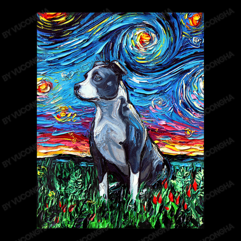 Pitbull Full Version Starry Night Dog Art By Aja Zipper Hoodie | Artistshot