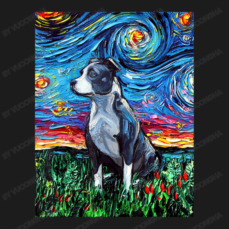 Pitbull Full Version Starry Night Dog Art By Aja Hoodie & Jogger Set | Artistshot