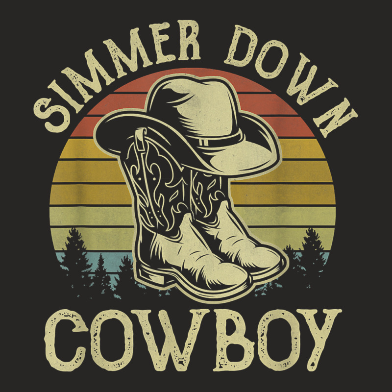 Simmer Down Cowboy Hat Western Country Music T Shirt Ladies Fitted T-shirt | Artistshot