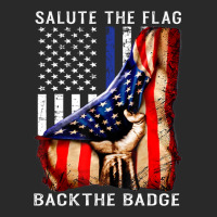 Salute The Flag Back The Badge T Shirt Flag Police Hand Gift Pullover Printed Hat | Artistshot