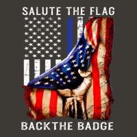 Salute The Flag Back The Badge T Shirt Flag Police Hand Gift Pullover Bucket Hat | Artistshot