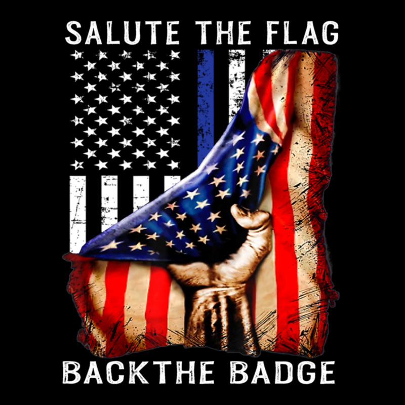 Salute The Flag Back The Badge T Shirt Flag Police Hand Gift Pullover Fleece Short by cm-arts | Artistshot