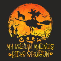 Halloween Belgian Malinois Rides Shotgun Funny Dog Lover Premium T Shi Ladies Fitted T-shirt | Artistshot