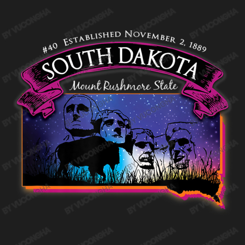 South Dakota Mount Rushmore State Map Buffalo Starry Night Classic T-shirt by vucongha | Artistshot