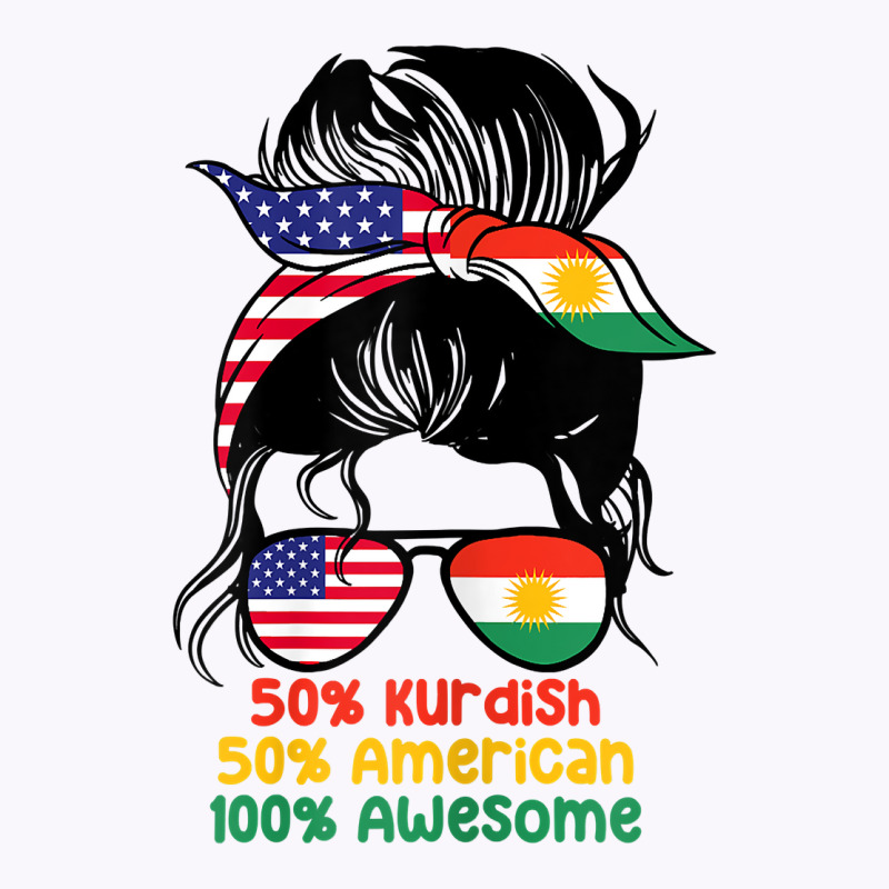 Womens Half American Half Kurdish Messy Bun Kurdistan Heritage T Shirt Tank Top by cm-arts | Artistshot