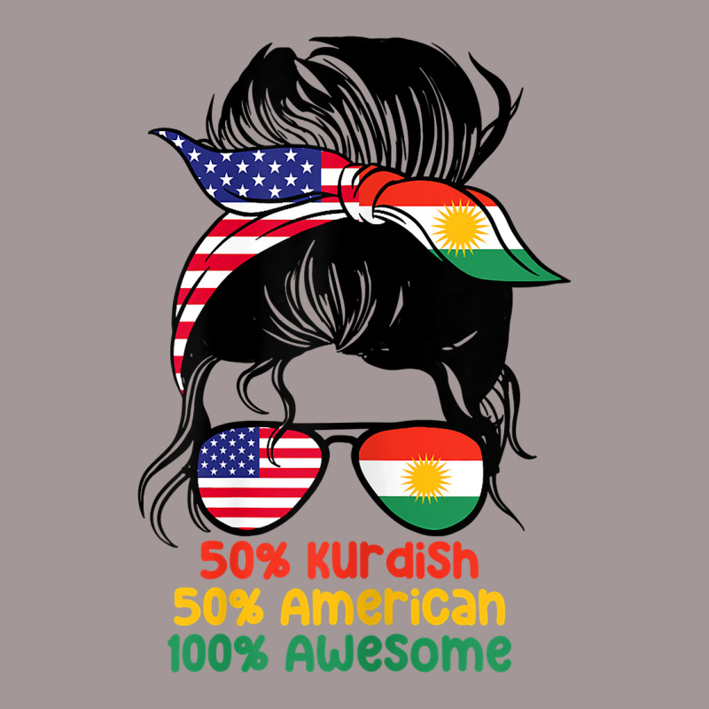 Womens Half American Half Kurdish Messy Bun Kurdistan Heritage T Shirt Vintage Hoodie by cm-arts | Artistshot