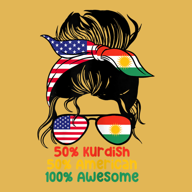 Womens Half American Half Kurdish Messy Bun Kurdistan Heritage T Shirt Vintage Hoodie And Short Set by cm-arts | Artistshot