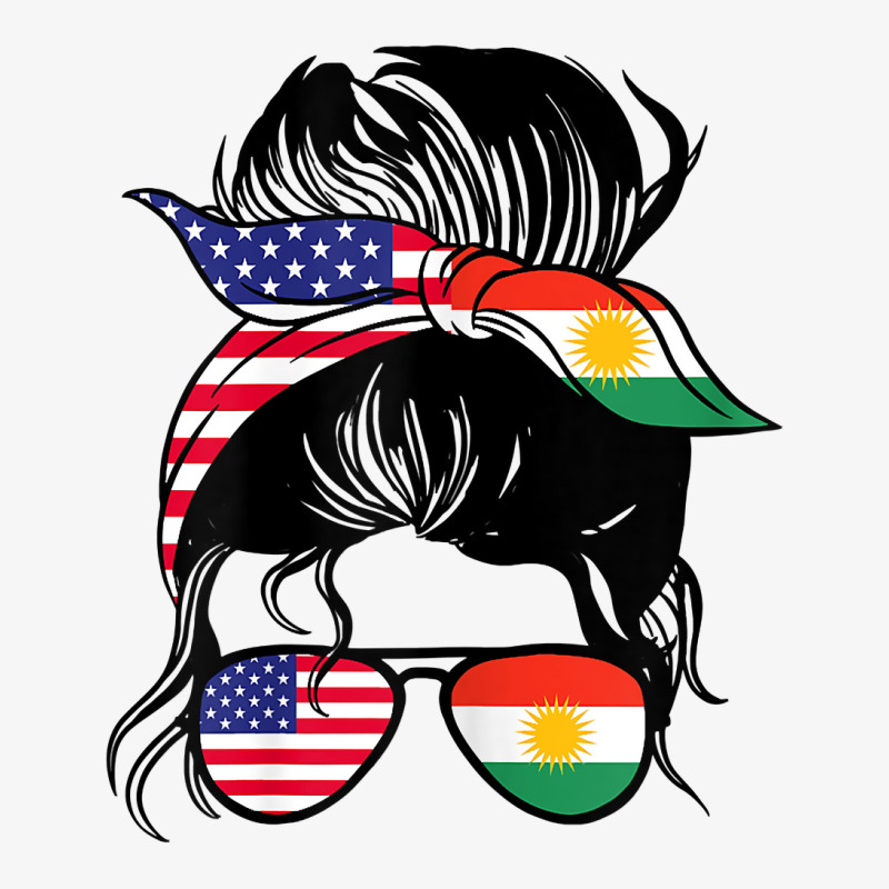 Womens Half American Half Kurdish Messy Bun Pride Kurdistan T Shirt Ladies Fitted T-Shirt by cm-arts | Artistshot