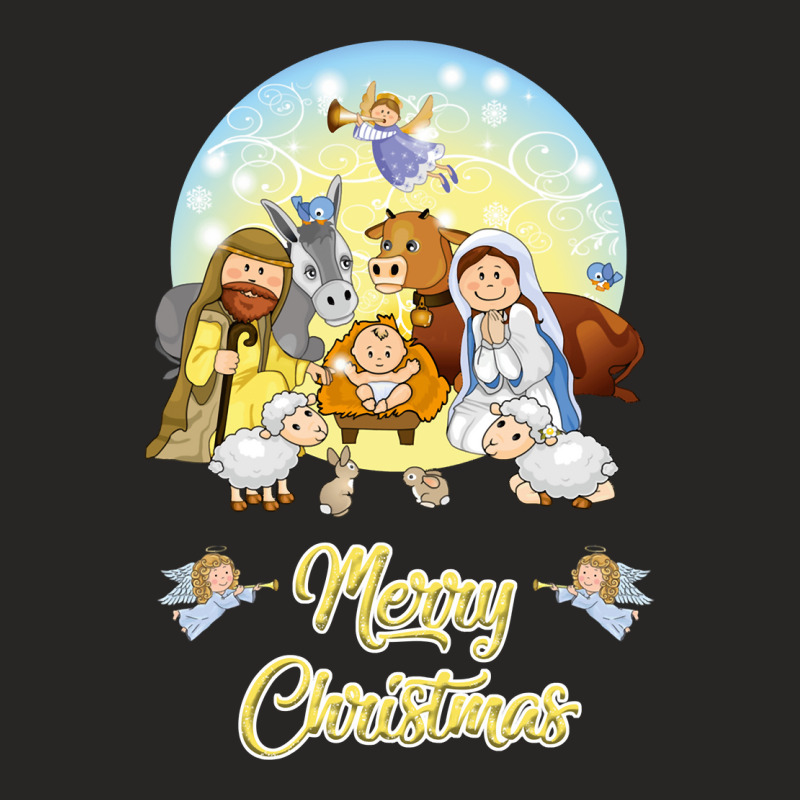 Christmas Nativity True Story Nativity Scene Long Sleeve T Shirt Ladies Fitted T-Shirt by qozhytyzhyshy | Artistshot