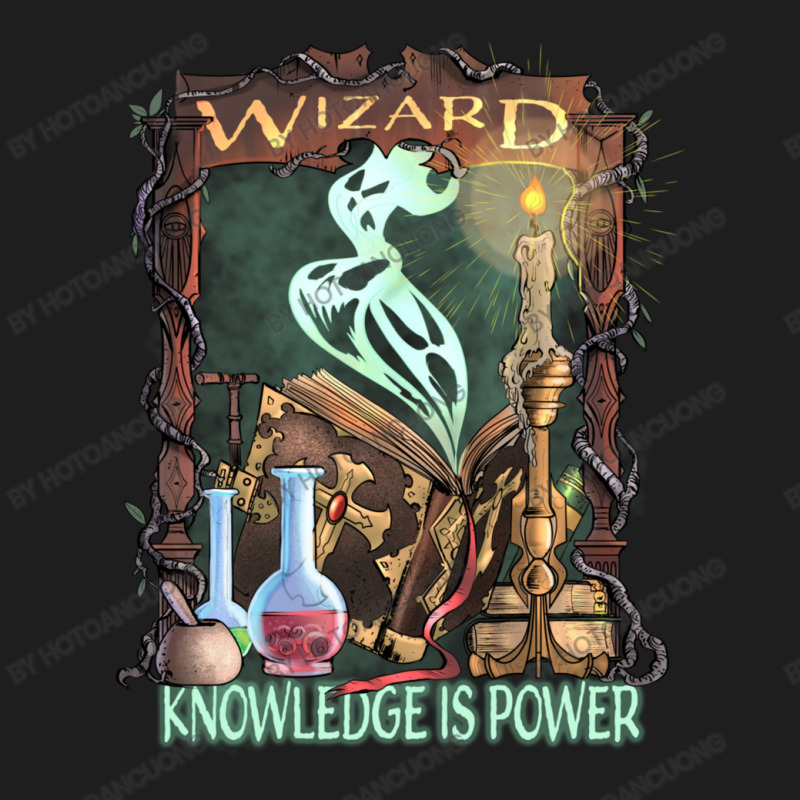 Wizard Knowledge Is Power Dragons D20 Rpg Gamer Classic T-shirt by hotoancuong | Artistshot