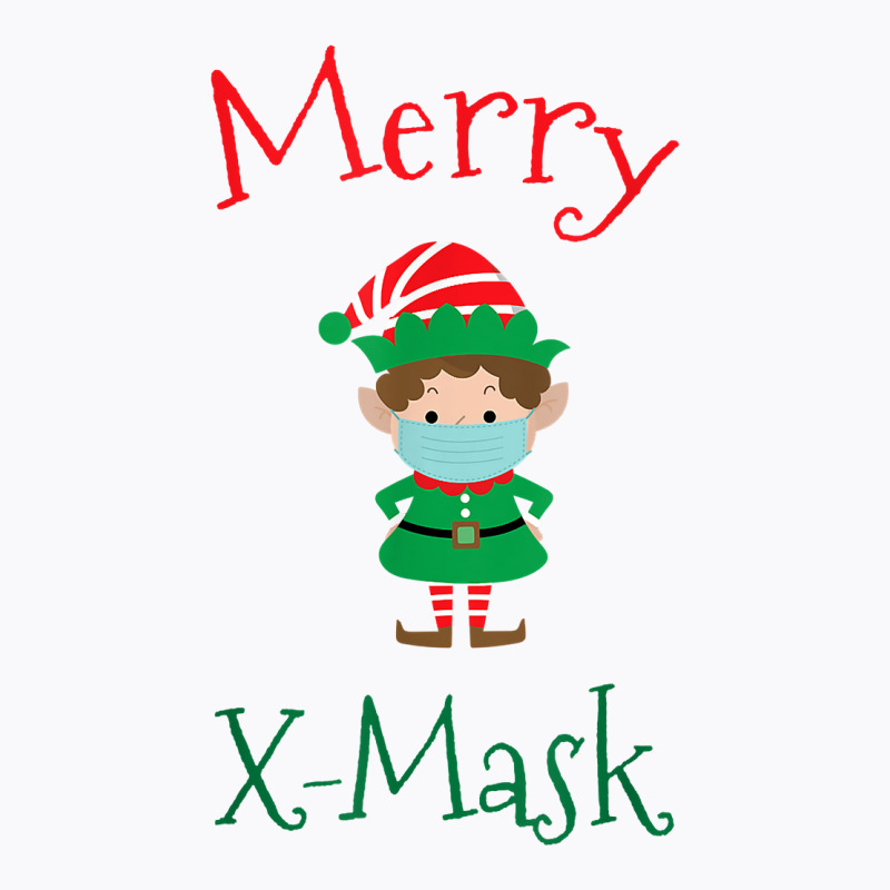 Merry X Mask Funny Christmas Social Distancing Elf Face Mask T Shirt T-shirt | Artistshot