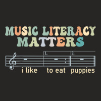 Music Literacy Matters I Like To Eat Puppies T Shirt Ladies Fitted T-shirt | Artistshot