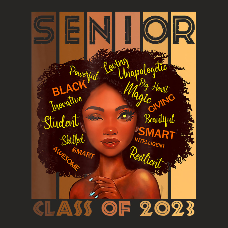 Senior 2023 Class Black Smart Afro Melanin African American Ladies Fitted T-Shirt by kentuckykonpha9 | Artistshot