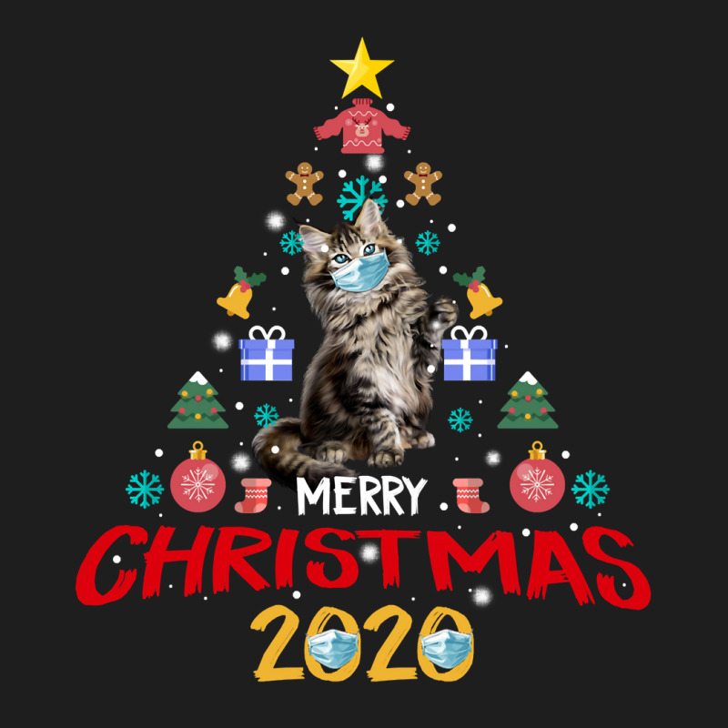 Quarantine Christmas 2020 Tree Maine Coon Cat Mask Gift Sweatshirt Classic T-shirt by sadukakehy | Artistshot