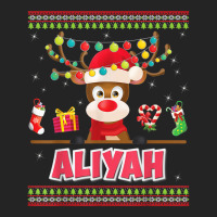 Reindeer Aliyah Merry Christmas Girl Santa Sweater Ugly Xmas T Shirt 3/4 Sleeve Shirt | Artistshot