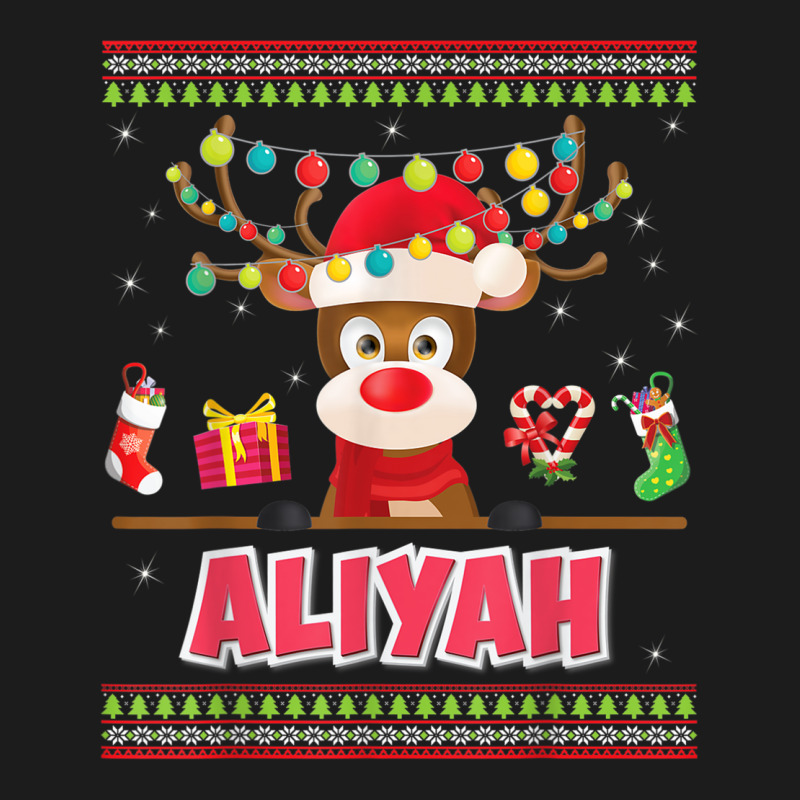 Reindeer Aliyah Merry Christmas Girl Santa Sweater Ugly Xmas T Shirt Hoodie & Jogger set by cm-arts | Artistshot