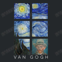 Van Gogh Starry Night Painting Collage With Self-portrait Crewneck Sweatshirt | Artistshot