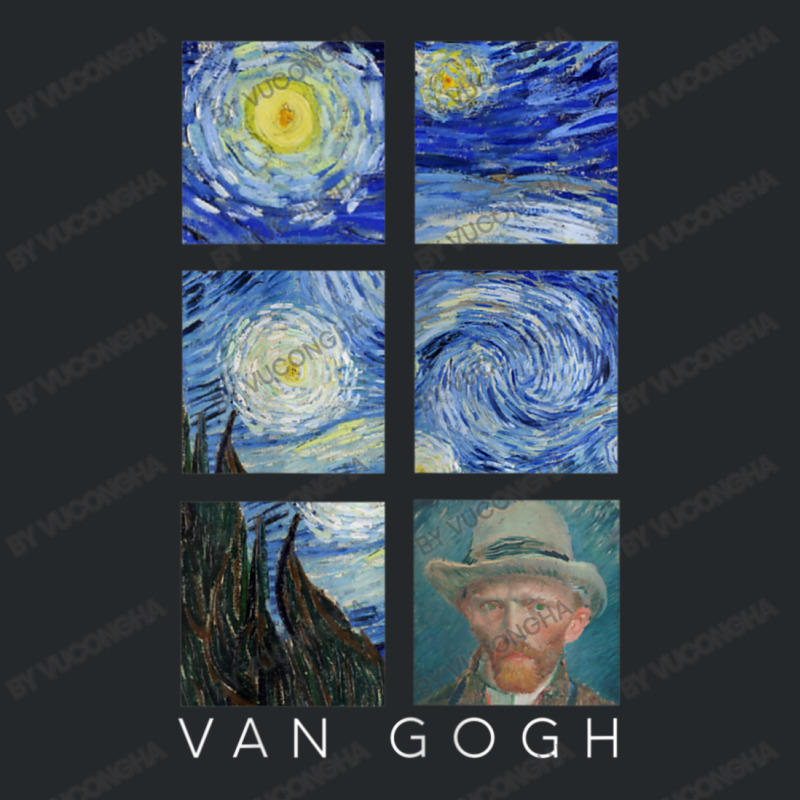 Van Gogh Starry Night Painting Collage With Self-portrait Crewneck Sweatshirt by vucongha | Artistshot