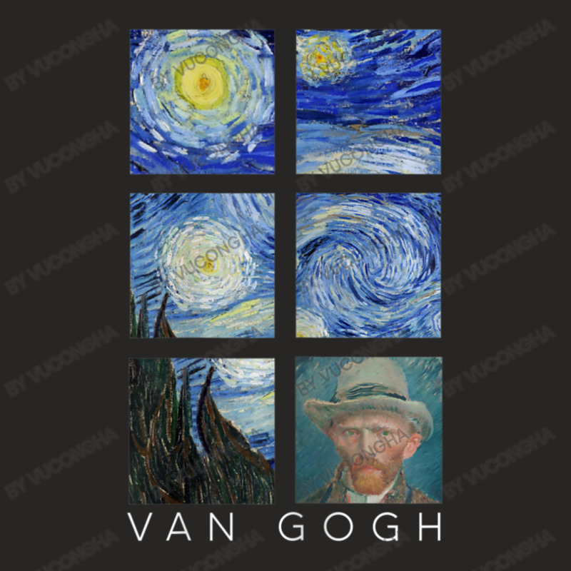 Van Gogh Starry Night Painting Collage With Self-portrait Ladies Fitted T-Shirt by vucongha | Artistshot