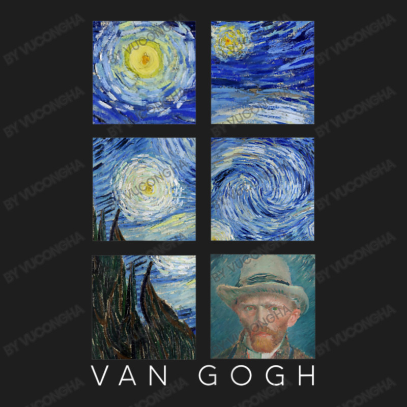 Van Gogh Starry Night Painting Collage With Self-portrait Classic T-shirt by vucongha | Artistshot