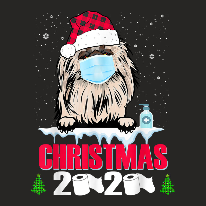 Pekingese Face Mask Dog Merry Christmas 2020 Funny Gift Xmas T Shirt Ladies Fitted T-Shirt by fashyshaevozho | Artistshot