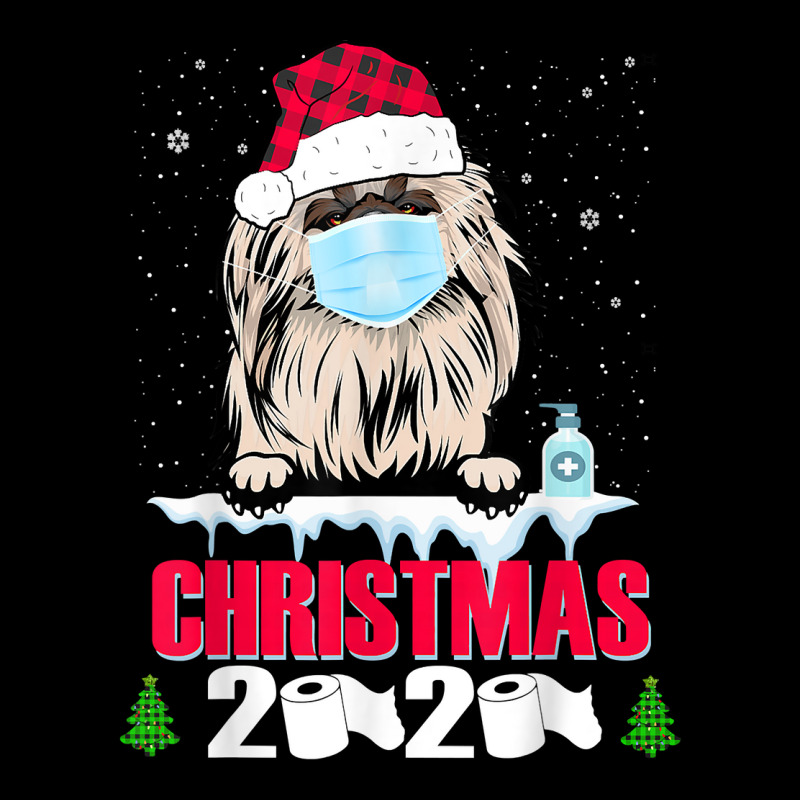 Pekingese Face Mask Dog Merry Christmas 2020 Funny Gift Xmas T Shirt Cropped Hoodie by fashyshaevozho | Artistshot