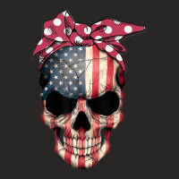 American Flag Skull Headband Patriotic 4th Of July Ladies Fitted T-shirt | Artistshot