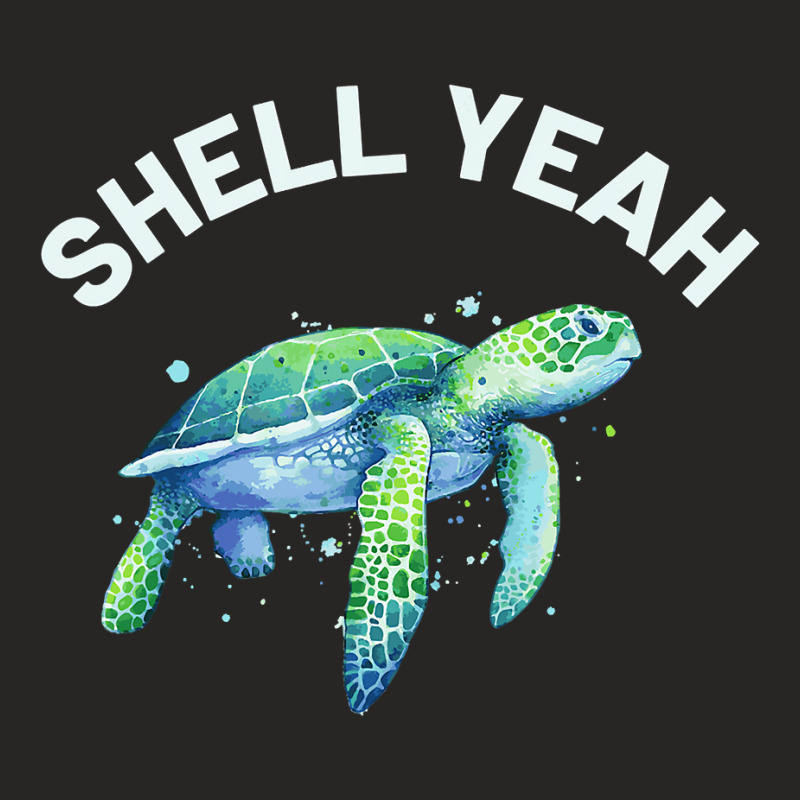 Shell Yeah  Cute Tortoise & Sea Turtle Lover Ladies Fitted T-Shirt by cm-arts | Artistshot