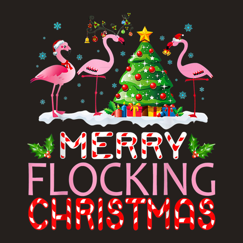 Flamingo Santa Hats Dancing On Snow Merry Flocking Christmas T Shirt Tank Top | Artistshot