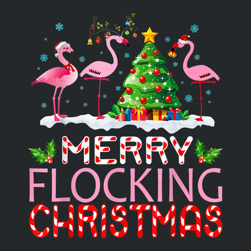 Flamingo Santa Hats Dancing On Snow Merry Flocking Christmas T Shirt Crewneck Sweatshirt | Artistshot