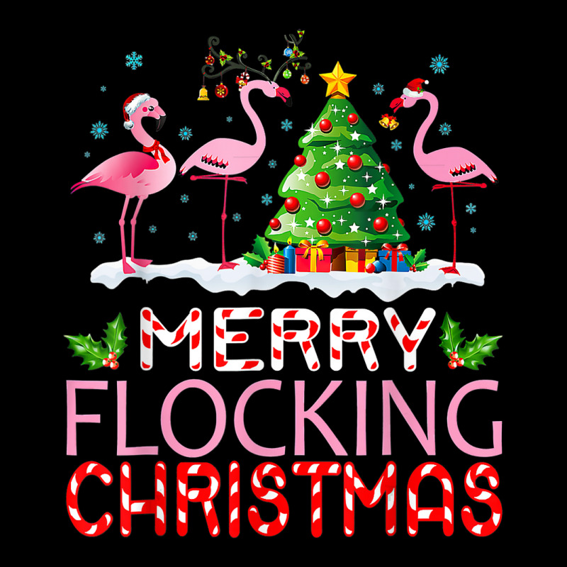 Flamingo Santa Hats Dancing On Snow Merry Flocking Christmas T Shirt Zipper Hoodie | Artistshot