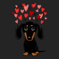 Dachshund Dog Black And Tan Dachshund With Valentine Hearts Cute Carto 3/4 Sleeve Shirt | Artistshot