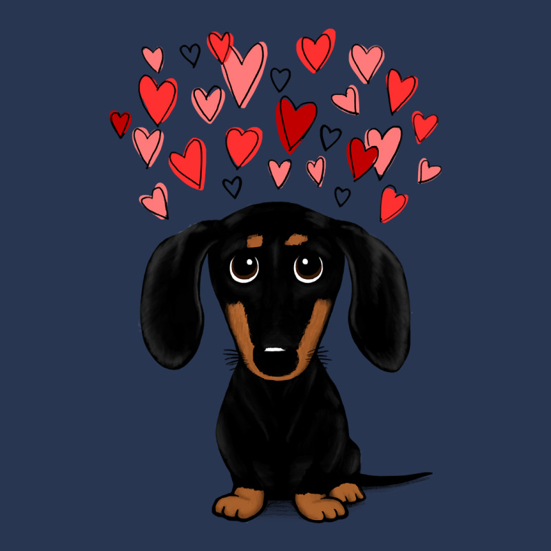 Dachshund Dog Black And Tan Dachshund With Valentine Hearts Cute Carto Men Denim Jacket by coolquirrell | Artistshot