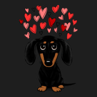 Dachshund Dog Black And Tan Dachshund With Valentine Hearts Cute Carto Classic T-shirt | Artistshot