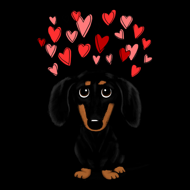 Dachshund Dog Black And Tan Dachshund With Valentine Hearts Cute Carto Fleece Short by coolquirrell | Artistshot