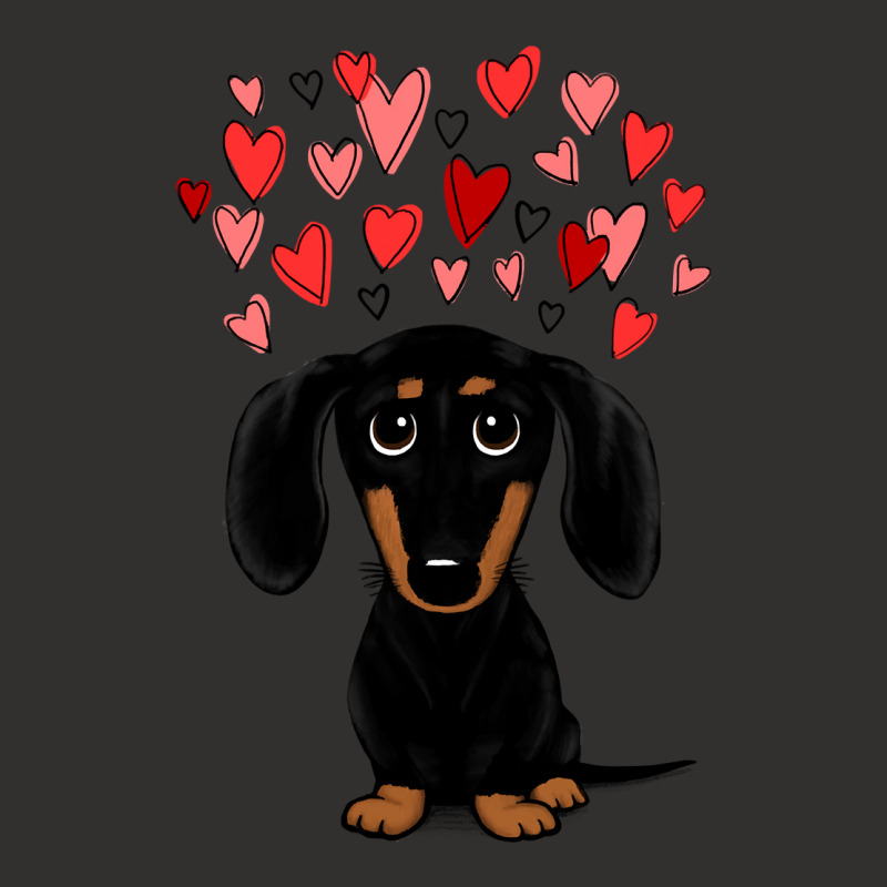 Dachshund Dog Black And Tan Dachshund With Valentine Hearts Cute Carto Champion Hoodie by coolquirrell | Artistshot