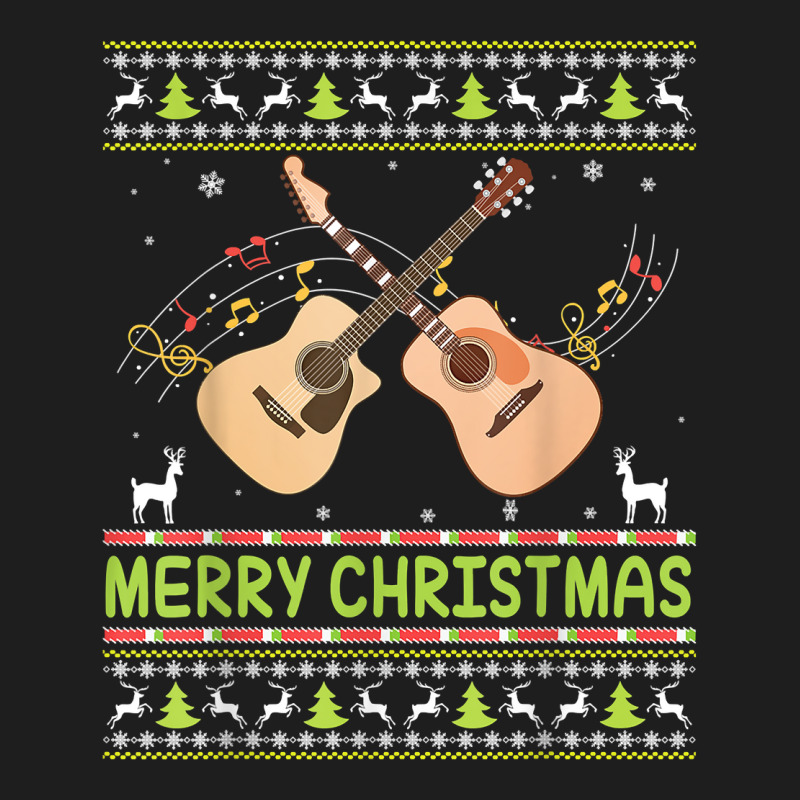 Merry Christmas Acoustic Guitar Ugly Sweater Musician Xmas T Shirt Classic T-shirt | Artistshot