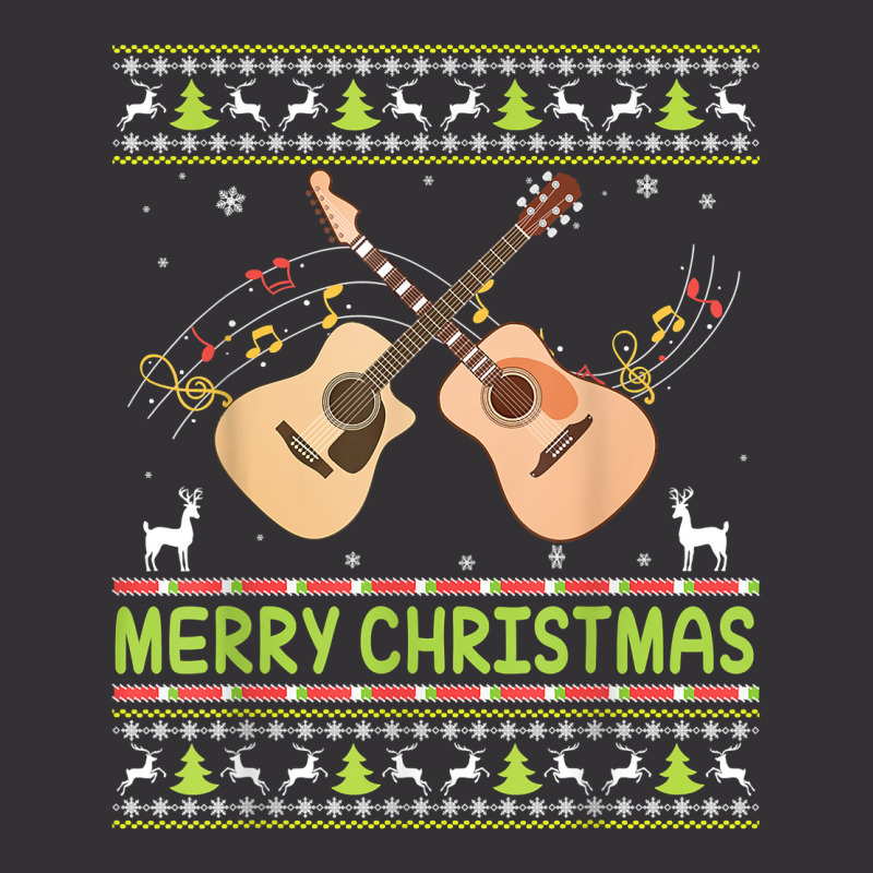 Merry Christmas Acoustic Guitar Ugly Sweater Musician Xmas T Shirt Vintage Short | Artistshot