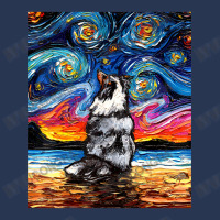 Merle Shetland Sheepdog Sheltie Starry Night By Aja Men Denim Jacket | Artistshot