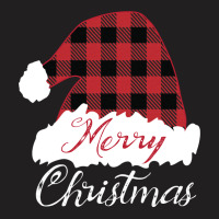 Merry Christmas Red Buffalo Plaid Santa Hat Long Sleeve T Shirt T-shirt | Artistshot