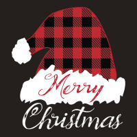 Merry Christmas Red Buffalo Plaid Santa Hat Long Sleeve T Shirt Tank Top | Artistshot