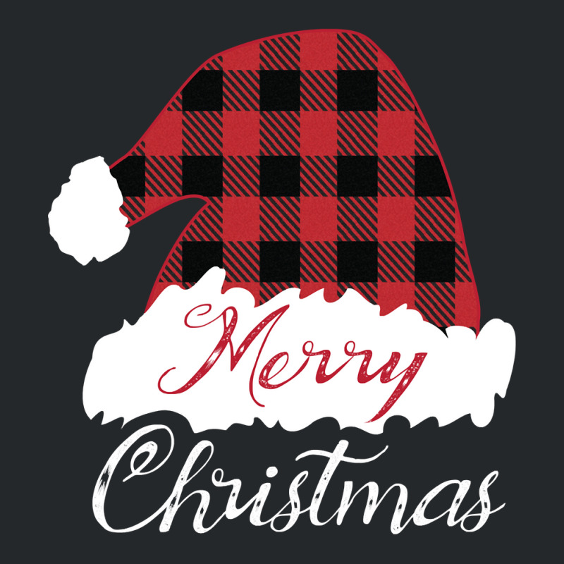 Merry Christmas Red Buffalo Plaid Santa Hat Long Sleeve T Shirt Crewneck Sweatshirt | Artistshot