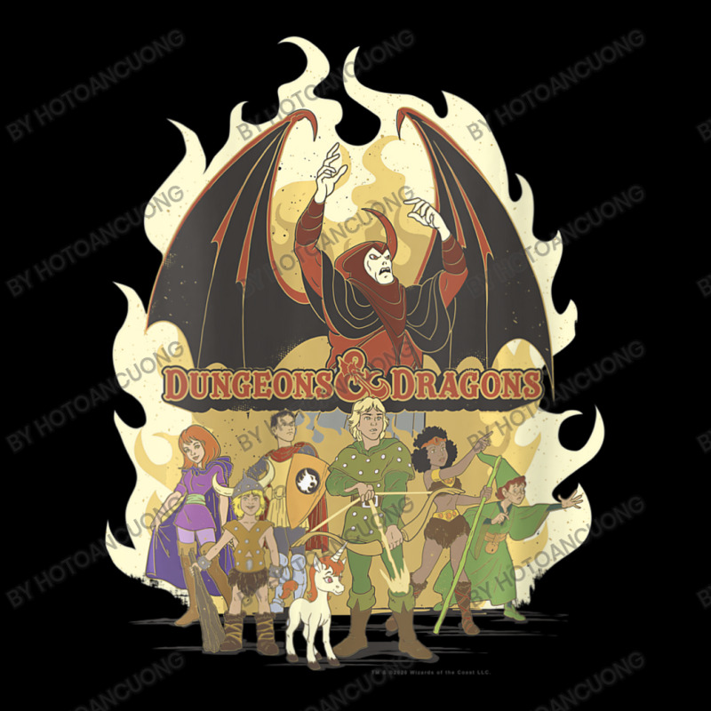 Womens Dungeons & Dragons Group Shot Flame Portrait V-neck Lightweight Hoodie | Artistshot