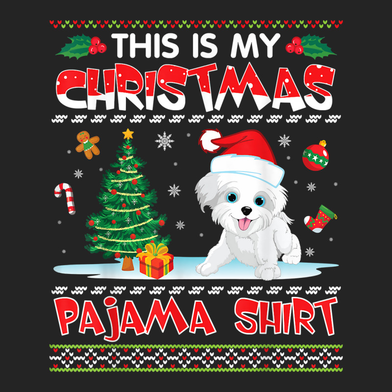 Morkie Dog Dancing On Snow Gift This Is My Christmas Pajama T Shirt 3/4 Sleeve Shirt | Artistshot